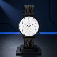 Montre-bracelet multifonction à quartz pour homme avec boîtier en acier inoxydable de haute qualité et bracelet en maille d'acier inoxydable – Vente en gros