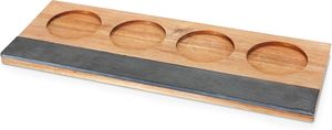 Rượu Vang Hội Đồng Quản trị chuyến bay với Slate bảng đen Keo Gỗ khay, giữ 4 ly, bao gồm soapstone Chalk hoàn hảo cho các bên rượu vang - Product Image 2
