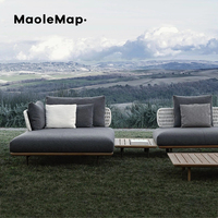 Canapé d'extérieur en rotin teck combinaison imperméable design hôtel villa cour loisirs table basse meubles de terrasse italiens