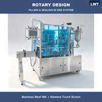 Machine de remplissage et de scellage rotative LWT pour bols d'aliments pour animaux de compagnie, 800 à 900 tasses par heure, acier inoxydable 304 avec convoyeur