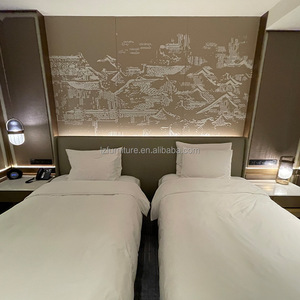 Customize Hotel Project Furniture <b>Full</b> Bedroom <b>Sets</b> Wooden Twin <b>Bed</b> Frame with Mattress Wardrobe & Nightstands for 3-Star Hotels - Product Image 4