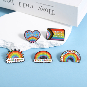 Broches en émail Arc-en-ciel Fierté <span class=keywords><strong>LGBT</strong></span> et Brillance, Motif Allié Fier, Protégez la Jeunesse Queer, Badges de revers, Bijoux, Cadeau pour amis - Product Image 3