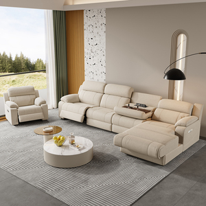 Sofá Moderno de Lujo en Forma de L, Sofá de Tela de Tres Plazas, Extensible, Reclinable, Eléctrico, Muebles para Sala de Estar - Product Image 1