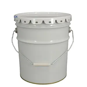 Seaux de peinture en étain coniques ronds de 5 gallons bleus ou blancs avec couvercle à cosse de fleur pour encres de peinture produits chimiques