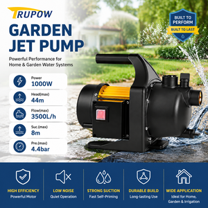 Pompe à jet de jardin 1000W en gros, 3500L/H, hauteur de refoulement 44M, auto-amorçante, portable, pour l'arrosage des jardins et le transfert d'eau domestique - Product Image 2