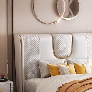 <strong>Latest</strong> Modern King Size Double <strong>Bed</strong> Industrial <strong>Design</strong> Style Leather Furniture with Wooden Frame Designer <strong>Bed</strong> - Product Image 3