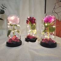 OEM penutup akrilik menengah lampu LED penutup kaca mawar bunga Foil emas buatan untuk ibu wanita hadiah saudara perempuan