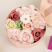 Hadiah Valentine Bunga Buatan Berbentuk Bulat, Kotak Hadiah Bunga Sabun Mawar, Bunga Ulang Tahun Hari Ibu untuk Hadiah
