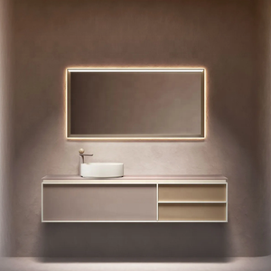 Tùy chỉnh phong cách hiện đại phòng tắm Vanity với thạch anh Countertop gốm duy nhất chìm ẩn xử lý ván ép PVC <span class=keywords><strong>melamine</strong></span> Hội Đồng Quản trị hoàn thành - Product Image 5