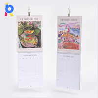 Calendrier mural de bureau en papier personnalisé imprimé annuel et mensuel avec reliure spirale en gros