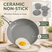Ensemble de 7 ustensiles de cuisine antiadhésifs en céramique : marmite, casserole, poêle à frire, sauteuse, compatible induction, sans PFAS, personnalisable pour cuisine OEM