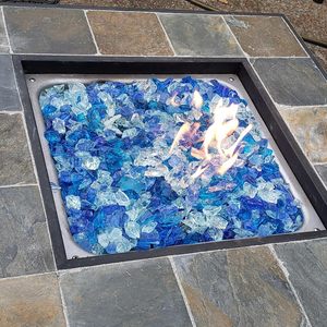 קריסטל כחול מרוסק אבנים זכוכית מוצק עבור גן גינון חדר שינה סעודה טרצו זכוכית פרופן גז זכוכית אש - Product Image 4