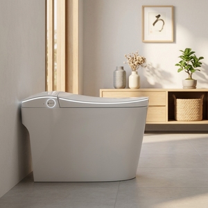 Clean Minimalist Intelligent One Piece Toilet Thin <b>White</b> Surround Light Manual Control Knob Heated Wash Seat Bathroom WC Villa - Product Image 1