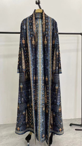 Miyake Abaya 2025 femmes Robe musulmane Vintage grande taille imprimé longue Robe Pour <span class=keywords><strong>Femme</strong></span> modeste décontracté Cardigan veste pour grandes dames - Product Image 6