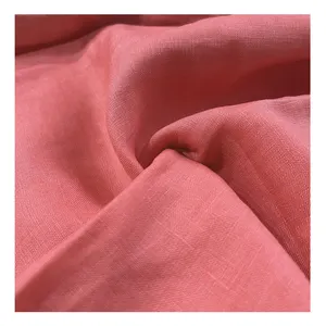 Veelkleurige Milieuvriendelijke Geweven Wicking Zachte 100 Linnen Roze Overhemdstof Voor Kleding