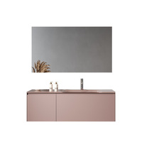 Meuble-lavabo mural moderne BOWEIYA avec miroir intelligent, vasque en verre trempé et armoire intégrée pour appartement