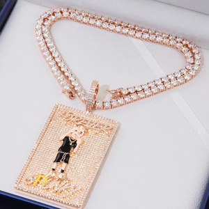 จี้เพชรโมอิสซาไนต์สั่งทำพิเศษ เครื่องประดับเงินแท้ S925 ประดับด้วยพลอยโมอิสซาไนต์คุณภาพ VVS ชุบทองคำสีชมพู สำหรับเครื่องประดับผู้ชาย - Product Image 3