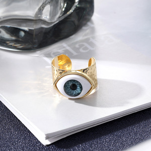 Devil Eye Open <b>Ring</b> Gold Plated <b>Adjustable</b> Creative Blue Eye Unisex Fashion <b>Ring</b> Party Jewelry - Product Image 4