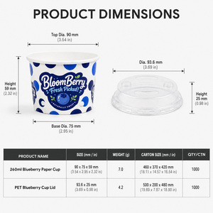 Vented Paper Blueberry <b>Cup</b> with Clear PET Lid Breathable Fresh Produce Packaging FDA Food Grade Custom Logo - Product Image 2