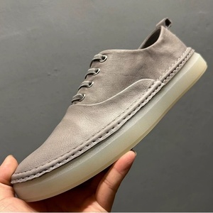 Chaussures décontractées pour hommes en cuir véritable rétro, respirantes, à lacets, à semelle souple et confortables pour la marche - Product Image 5