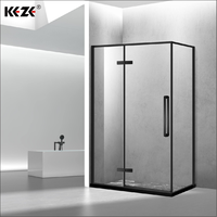 Cabine de douche carrée en aluminium noir mat avec portes coulissantes en verre, design moderne, certifiée CE, garantie 3 ans, pour salle de bain d'hôtel