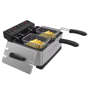 Machine à frites en acier inoxydable 2 réservoirs 2 paniers <span class=keywords><strong>Friteuse</strong></span> électrique commerciale à croustilles <span class=keywords><strong>Friteuse</strong></span> électrique commerciale en acier inoxydable profond - Product Image 1