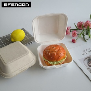 Compostable Ecofriendly Bagasse 햄버거는 상자 생물 분해성 햄버거 도시락 주문 햄버거 상자를 나릅니다