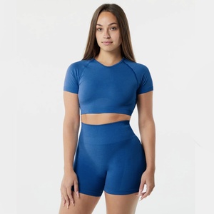 Ensemble <span class=keywords><strong>de</strong></span> yoga <span class=keywords><strong>taille</strong></span> haute pour <span class=keywords><strong>femme</strong></span>, sans couture, short et <span class=keywords><strong>pantalon</strong></span> <span class=keywords><strong>de</strong></span> sport avec brassière crop top, 2 pièces, tenue <span class=keywords><strong>de</strong></span> sport pour la gym - Product Image 4