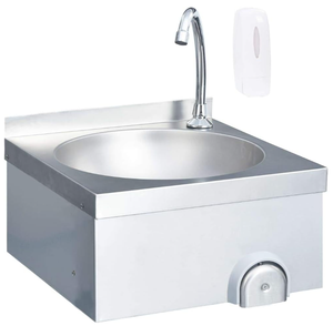 Évier de lavage des mains en acier inoxydable à commande au genou avec robinet, lavabo hygiénique mural pour cuisines de <span class=keywords><strong>restauration</strong></span> - Product Image 2