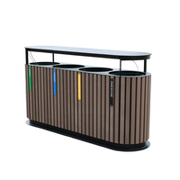 Poubelle extérieure 4 en 1 en composite bois-plastique, pour parc, rue, usage public et commercial, avec bac de recyclage