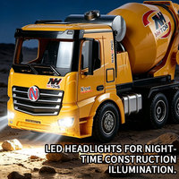 Camion malaxeur à béton électrique télécommandé pour enfants, jouet de simulation d'engin de construction avec LED, voitures télécommandées pour enfants