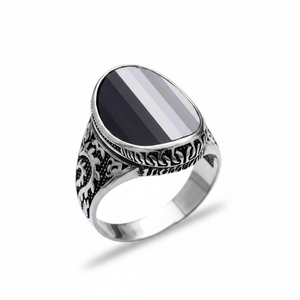 Oval Shape Onyx Gemstone Authentic <b>Men</b> <b>Ring</b> Turkish Wholesale Handmade 925 Sterling <b>Silver</b> for <b>Men</b> - Product Image 2