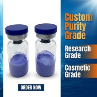 Poudre lyophilisée GHK-Cu pureté 99% couleur bleue, matière première cosmétique au cuivre pour les soins de la peau