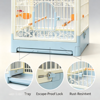 Cage à oiseaux moyenne en plastique de qualité alimentaire, anti-évasion, pour vente en gros transfrontalière, pour perruches, canaris, agapornis - Plateau mangeoire inclus