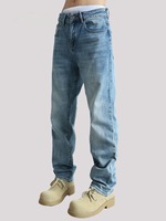 Fabricant de denim ODM, jeans vintage pour hommes, coupe ample, effet usé, personnalisables.