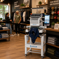 Machine à broder domestique 1 tête 9/12/15 aiguilles 1200 tr/min 360*200mm pour broderie plate et casquettes