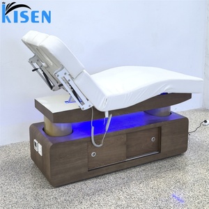 Kisen Modern 4 Motors Electric Beauty Bed With <b>LED</b> <b>Light</b> Adjustable Leg Rest Backrest Lift Option Latex Mattress <b>Cover</b> - Product Image 5