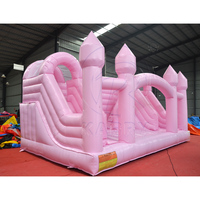 Château gonflable Karry White Castle à thème, avec double toboggan, piscine à balles, zone de saut, en PVC, capacité 300-500 kg