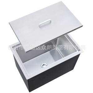 Stainless Steel Ice <b>Bucket</b> Rectangle Insulated <b>Lid</b> Commercial Beverage Storage Minimalist Design Brushed Surface - Product Image 2