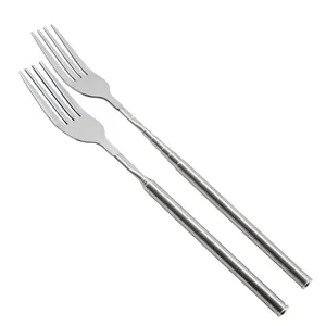 Nĩa Nướng BBQ Thu Gọn 18/8, Nĩa Bằng Thép Không Gỉ Có Thể Kéo Dài Cho Bữa Tối, Dĩa Ăn Tráng Miệng Trái Cây - Product Image 1