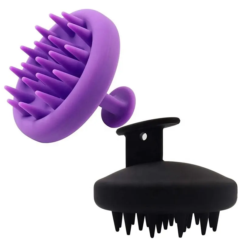 2021 Customize logo 100% Soft Silicone Hair Scalp Scrubber Shampoo Brush with Manual Head Massager Scratcher