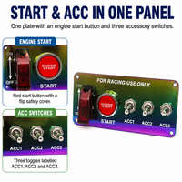 Interrupteur de contacteur de voiture Neo Chrome, panneau de commande combiné, bouton de démarrage du moteur, 3 interrupteurs à bascule ACC, rouge racing, 12V 24V