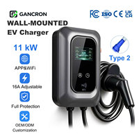 Borne de recharge murale triphasée 11 kW Type 2 avec équilibrage dynamique de la charge (DLB), gestion du courant sans fil à 3 capteurs, gestion de la charge 16A pour usage résidentiel