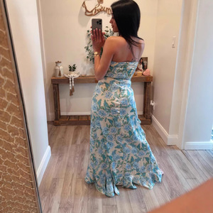 Vestido sin Tirantes con Estampado Floral, Diseño con Abertura en la Cintura, Vestido de Cóctel Transpirable, Moda Femenina Primavera 2025 - Product Image 4