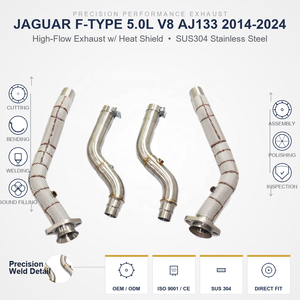 Tubería de Bajada de Alto Flujo ING SUS304 para <span class=keywords><strong>Jaguar</strong></span> <span class=keywords><strong>F</strong></span>-<span class=keywords><strong>Type</strong></span> 5.0L V8 AJ133 2014-2024 |   Con Protección Térmica, Venta al por Mayor - Product Image 1