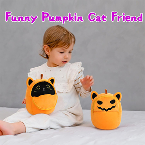 Almohada de <span class=keywords><strong>Peluche</strong></span> de Calabaza de Alta Calidad, Reversible, de Halloween, Gato de <span class=keywords><strong>Peluche</strong></span>, Lindo Gato Negro de Calabaza, Muñeco Suave para Niños y Niñas - Product Image 4