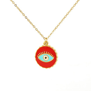 Zogxin Evil Eye Pendant Necklace Stainless Steel Chain Women Fashion Jewelry Gift Pink Red Black Color Geometric Design - Product Image 3