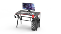 Bureau de jeu en bois noir en forme de K, modèle BEISIJIE, directement de l'usine, avec porte-gobelet et design extensible