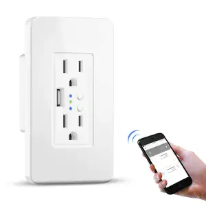 US Standard Smart WiFi Wall Outlet Plug Socket,Smart life APP Control Sockets with 2.0 A USB Charger Port,15A Tamper-Resistant