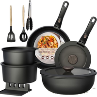 Joho – Ensemble de 21 ustensiles de cuisine antiadhésifs à poignée détachable, casseroles et poêles en aluminium moulé sous pression, noir, fournisseur OEM/ODM en gros